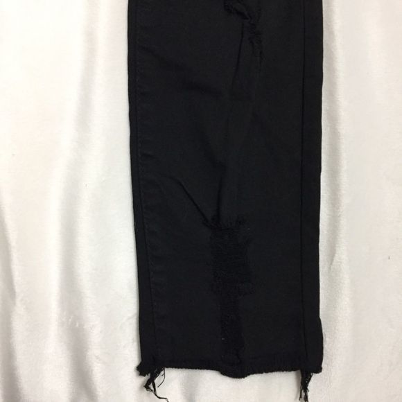 NWT American Bazi Skinny High Rise Jeans Black Sz 7 Distressed Destroyed - Picture 8 of 13